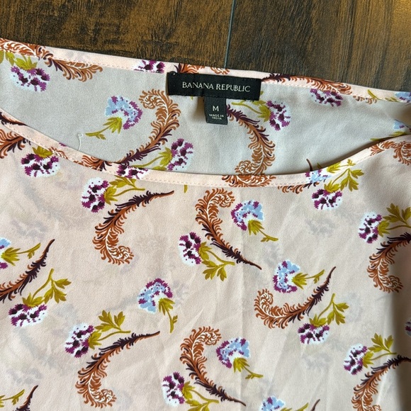 Banana Republic Floral Fern Print Blouse light pink size M (D15) - Picture 2 of 7